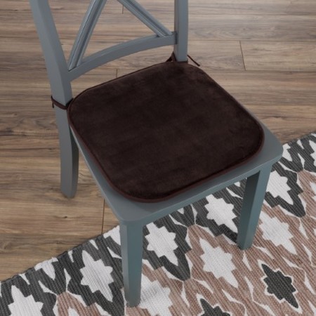 HASTINGS HOME Memory Foam Chair Cushion, Square 16"x 16.25" Pad with Ties and PVC Dot Backing for Kitchen (Brown) 322730PHE